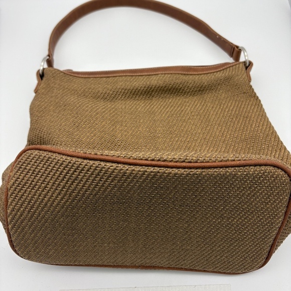 Liz Claiborne Brown Woven Material Shoulder Bag with Faux Leather Trim - Picture 8 of 14